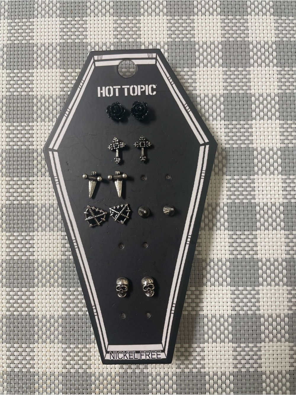 Black Coffin Gothic Earring Set; Silver Accent Studs - HOT TOPIC